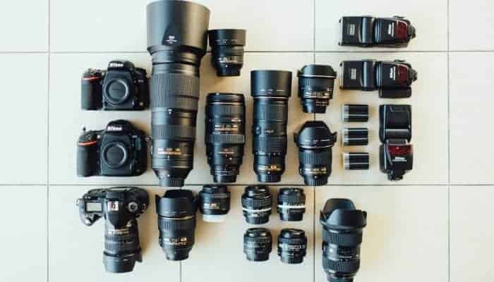Cameras, lenses, and speed-lights.