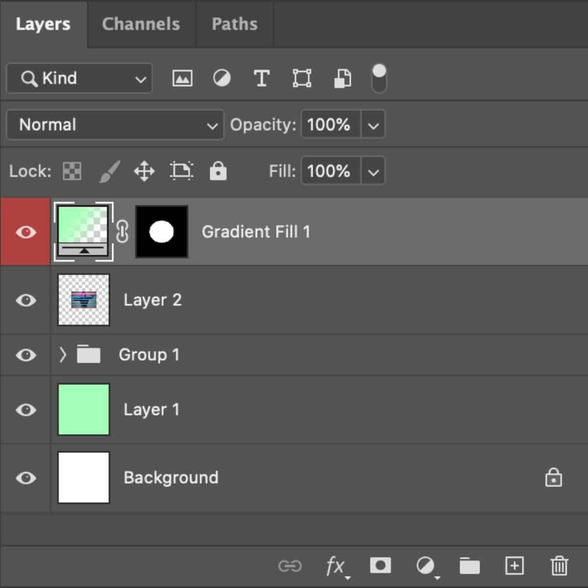 Screenshot of the Layers panel in Photoshop with several layers.