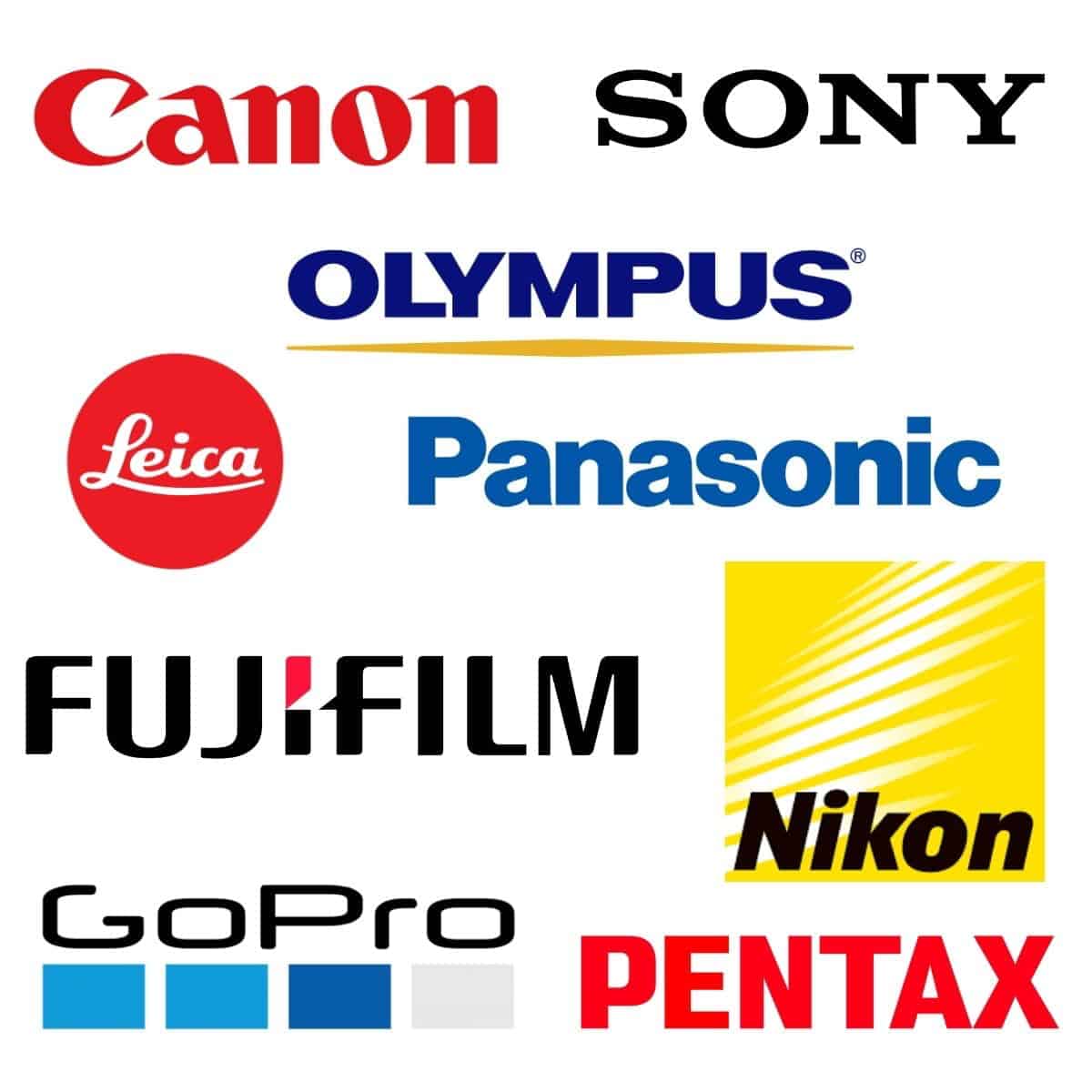 Logos of different camera brands.