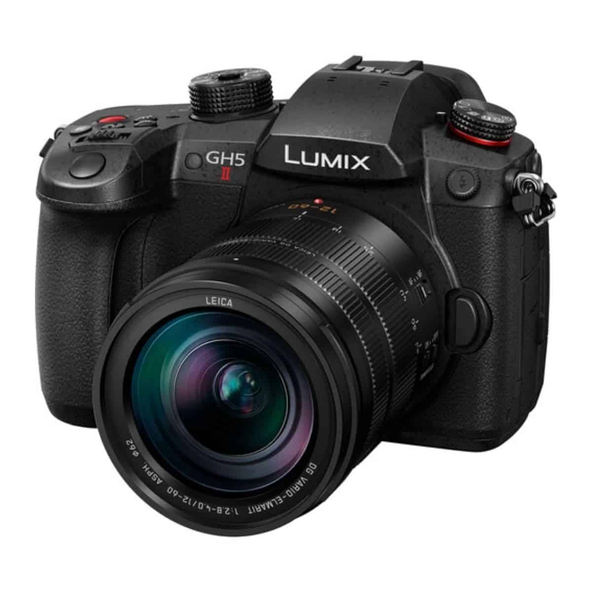 Panasonic Lumix GH5 II camera with a lens attached.