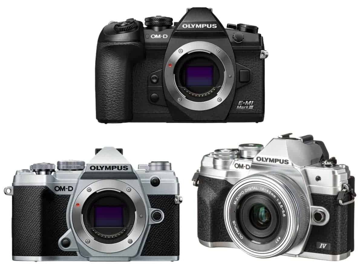 Three Olympus cameras.