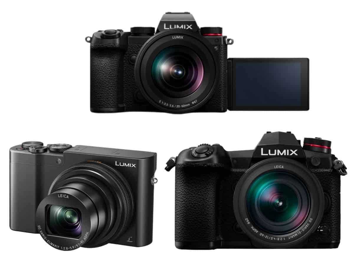 Three Panasonic Lumix cameras.