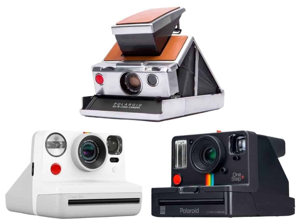 Three Polaroid cameras.