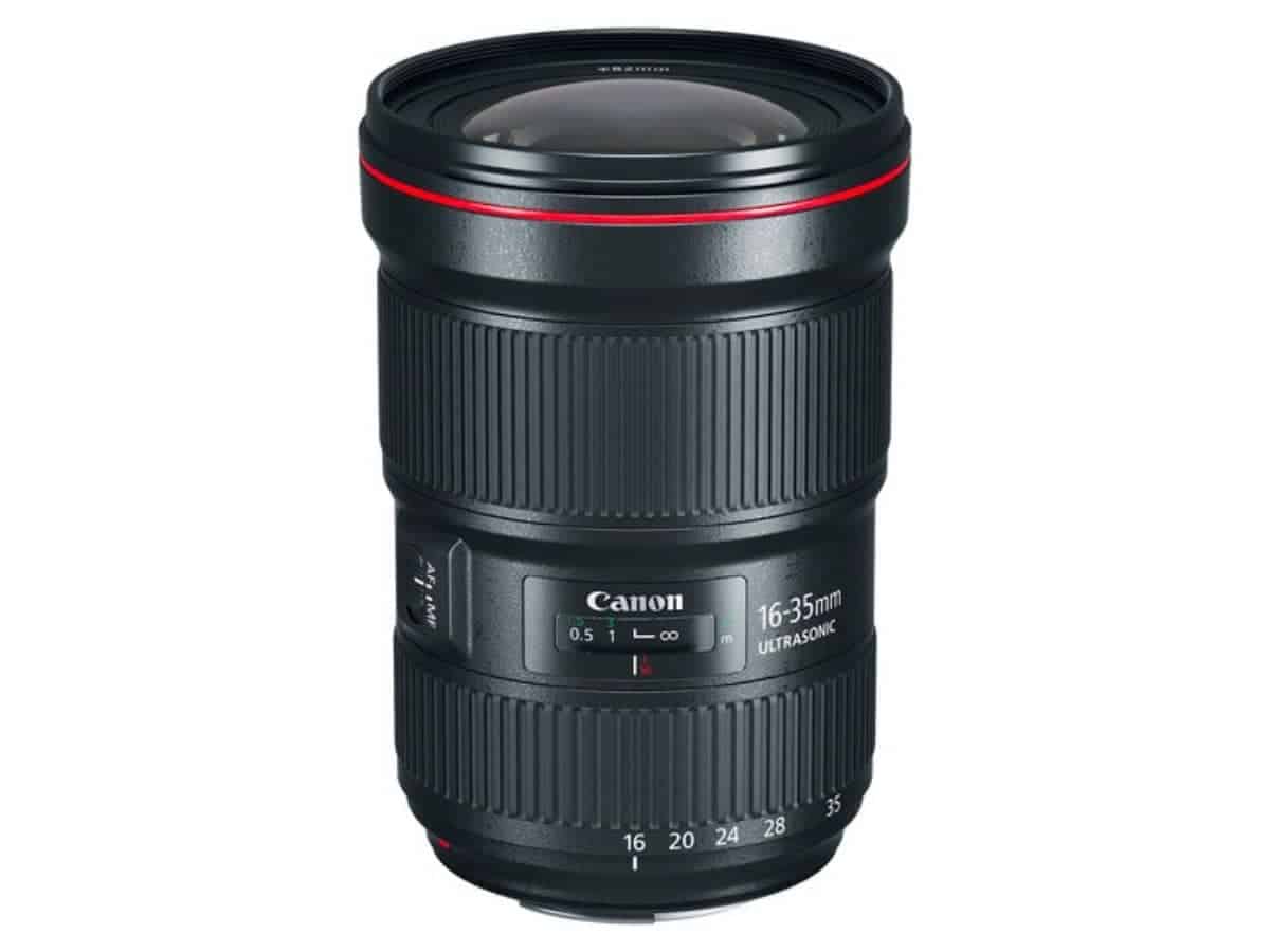 Canon EF 16-35mm camera lens.