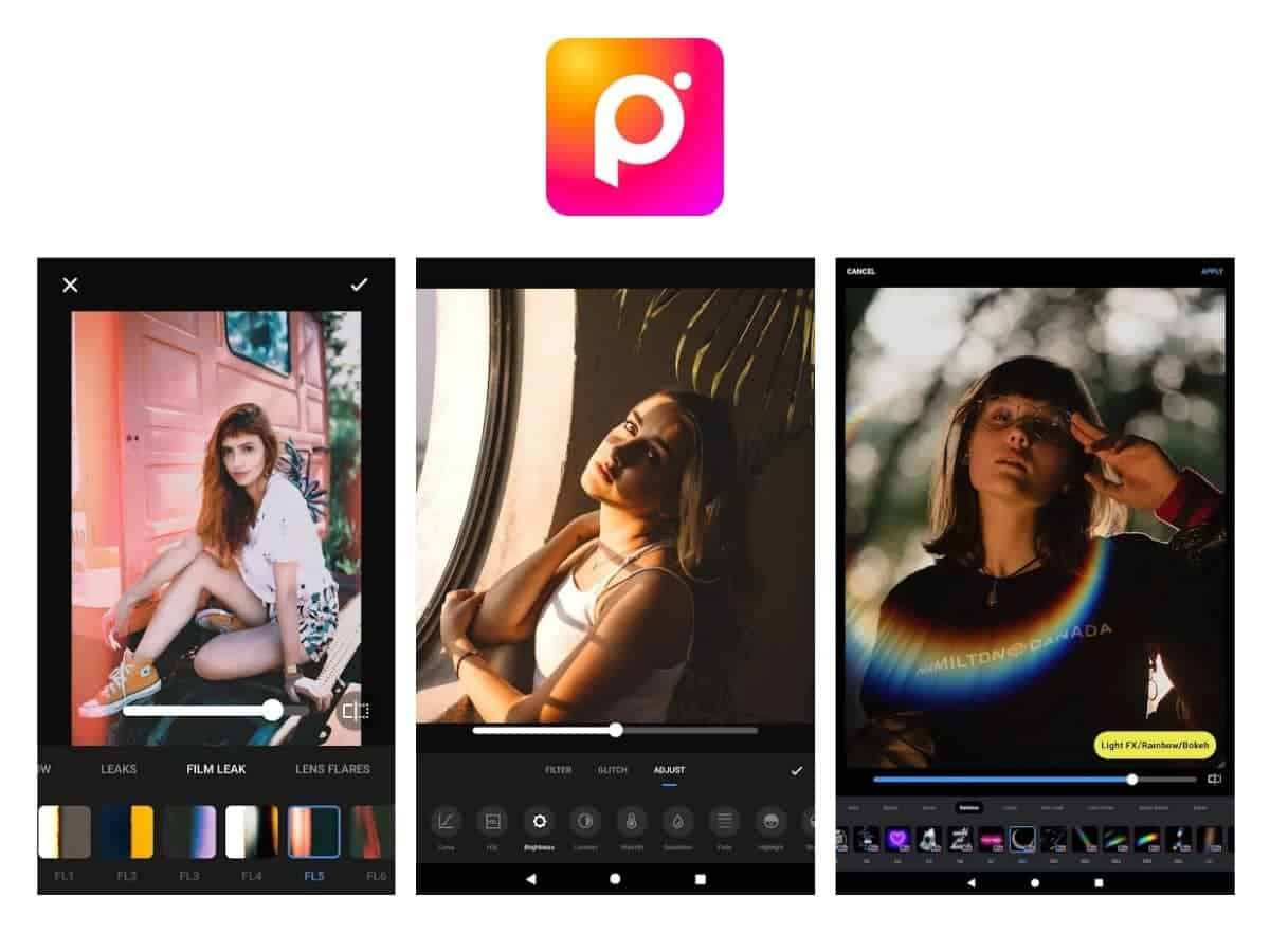 Photo Editor Pro app logo and examples.