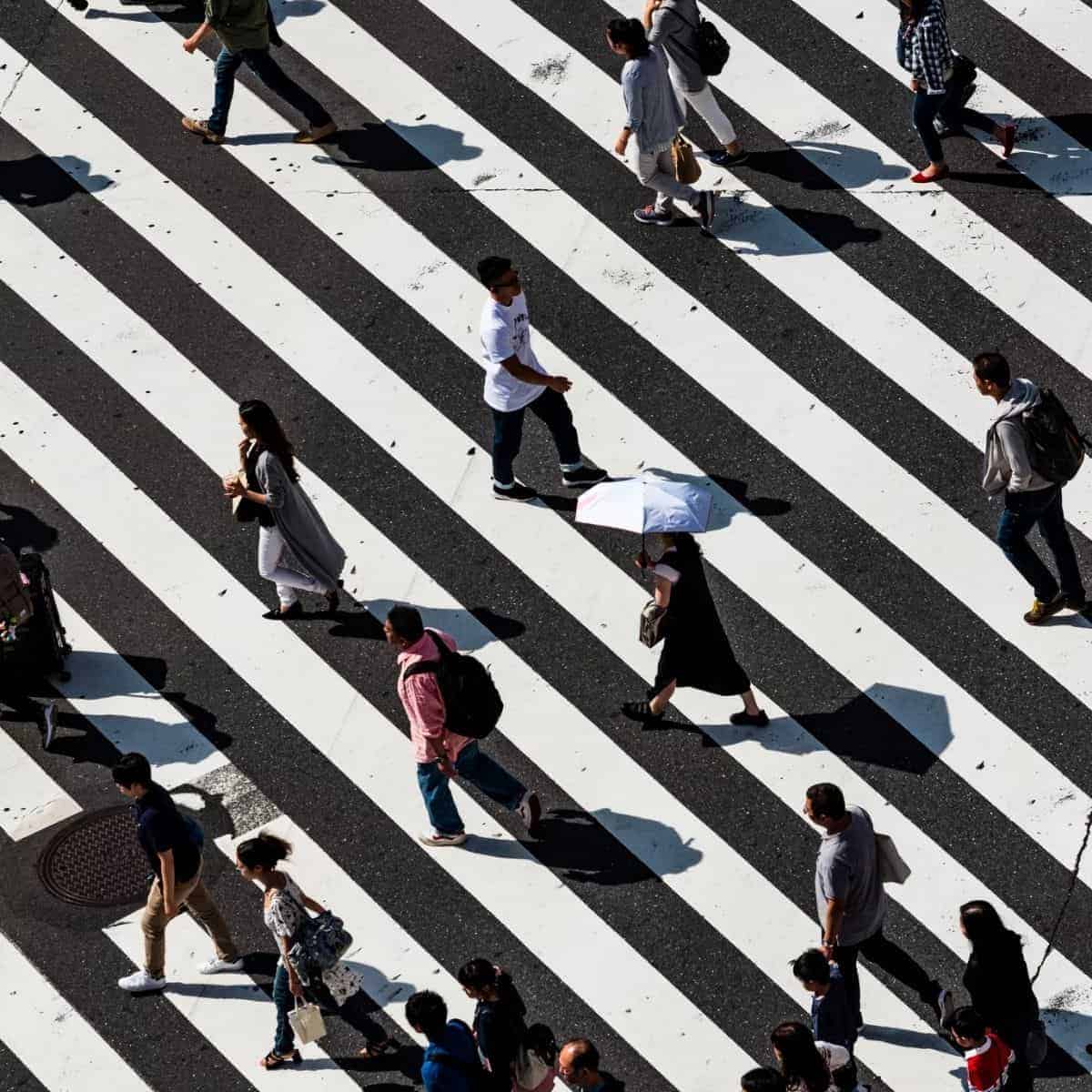 People crossing the street.