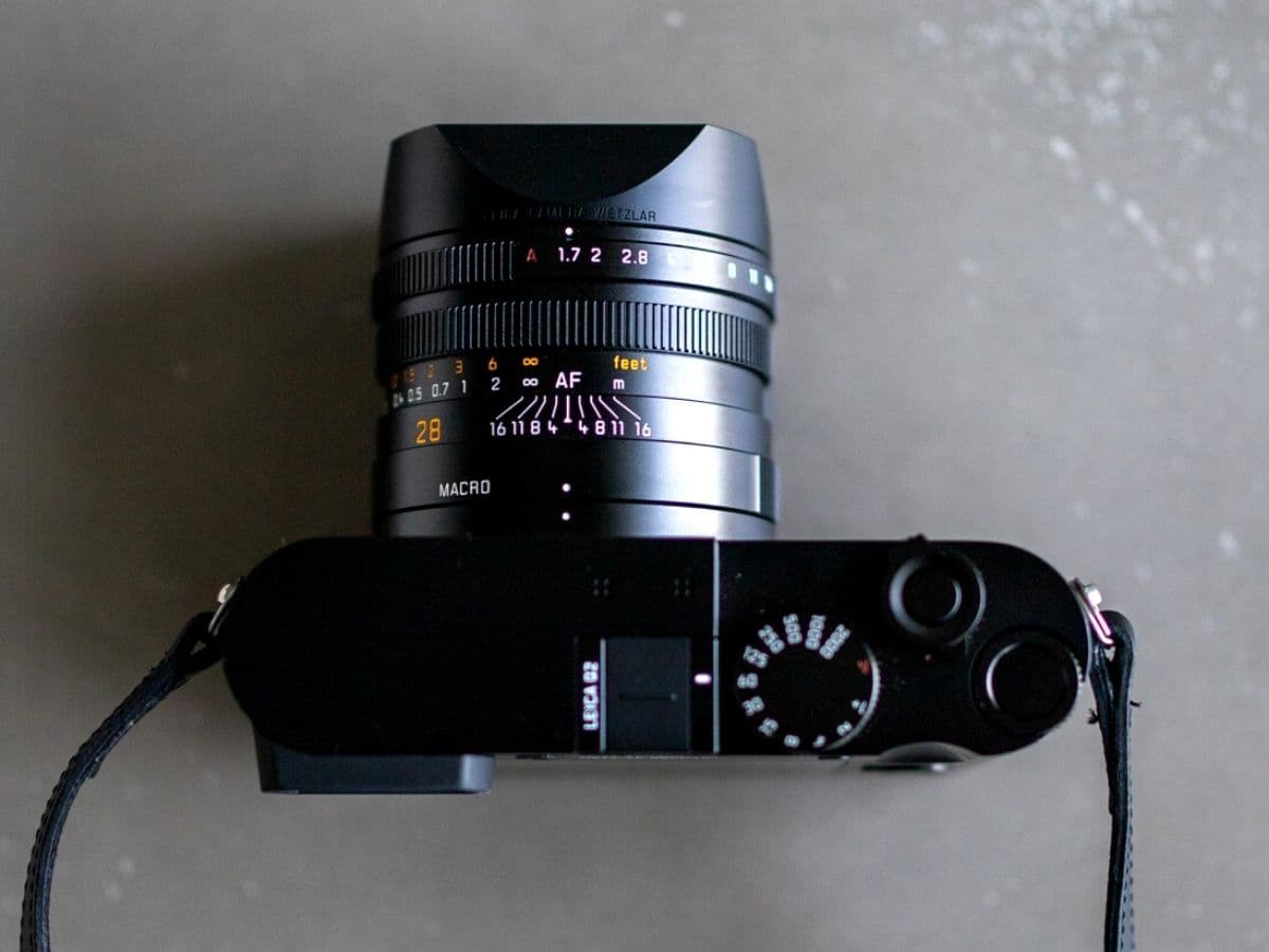 Top of a Leica Q2 camera.