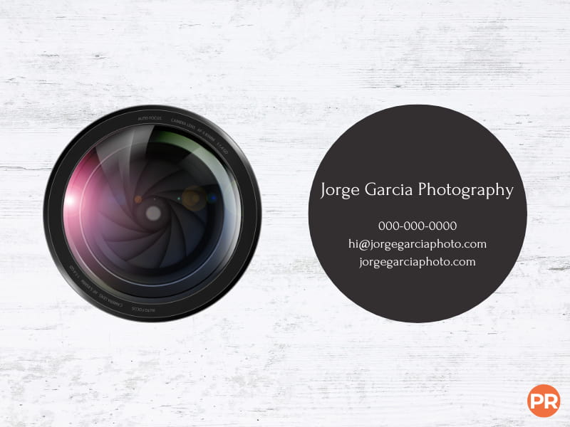 Camera lens business card.