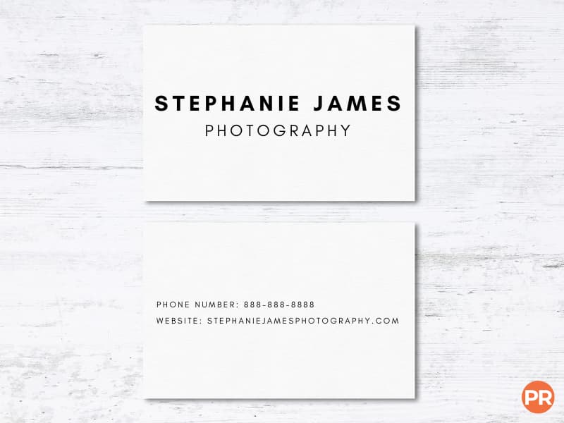 Photographer's business card.