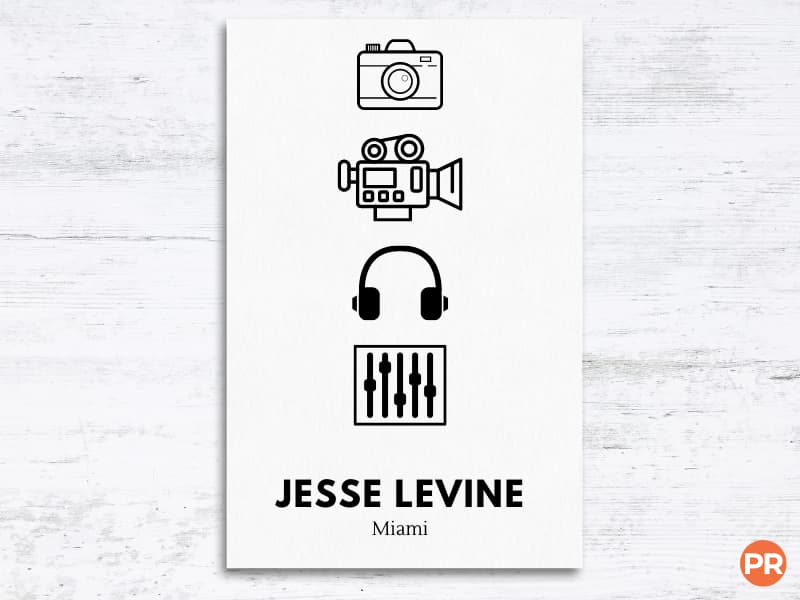 Business card with icons.