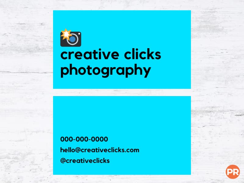 Photography business card.
