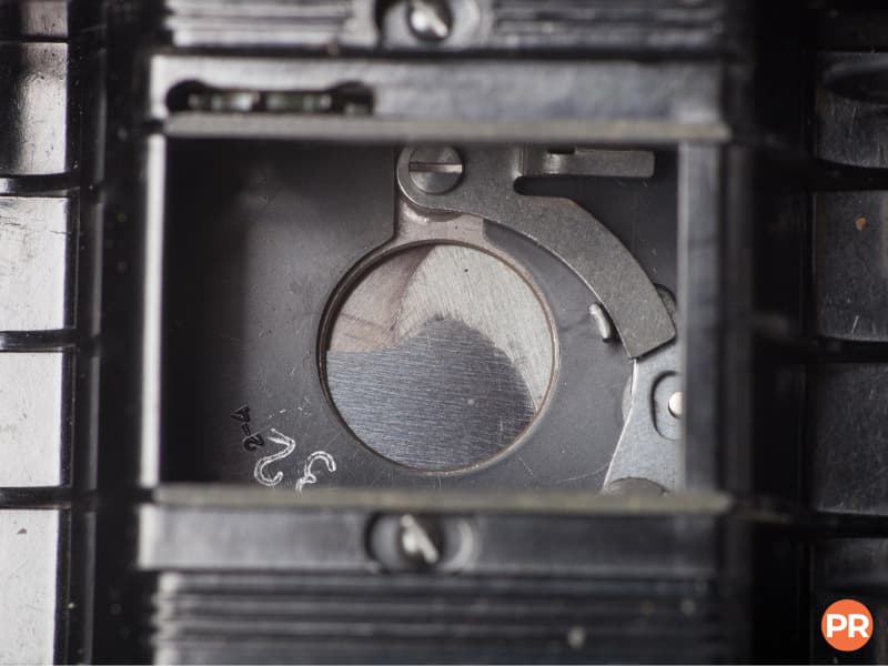Close-up retro camera shutter.