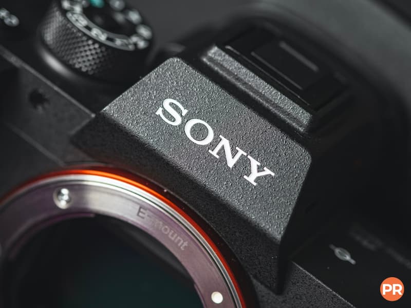 Close-up of a Sony E-mount camera.